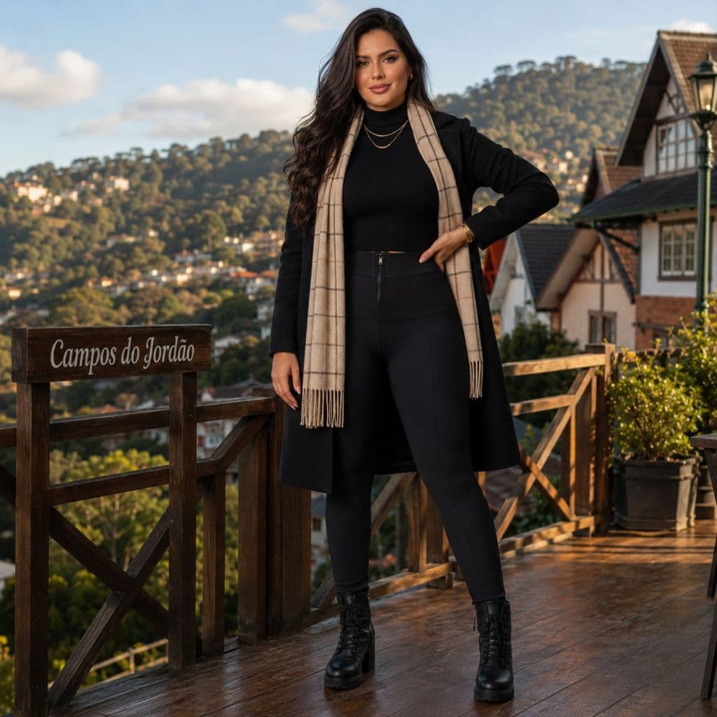 Calça Legging Feminina Power Flanelada Cinta Modeladora Frio