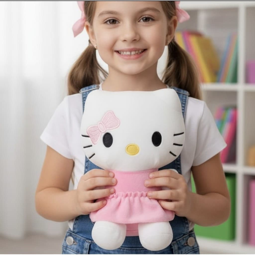 Brinquedo Pelúcia Hello Kitty Fofa Kuromi Antialérgico Fofinha Rosa com sainha