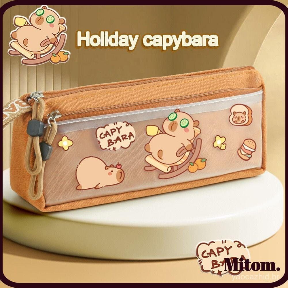 Bolsa Para Lápis MITOM , De Grande Capacidade Resistente À Sujeira , Caneta Triangular Capivara/Panda