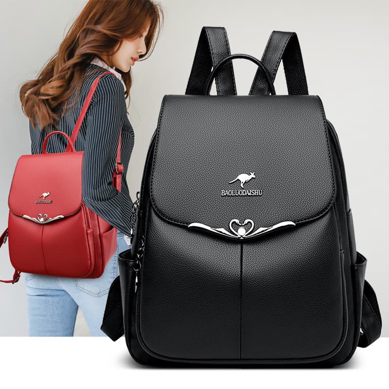 França MKDN mochila feminina 2026 novo estilo grande capacidade couro genuíno bolsa de viagem à prova dwaterproof água b