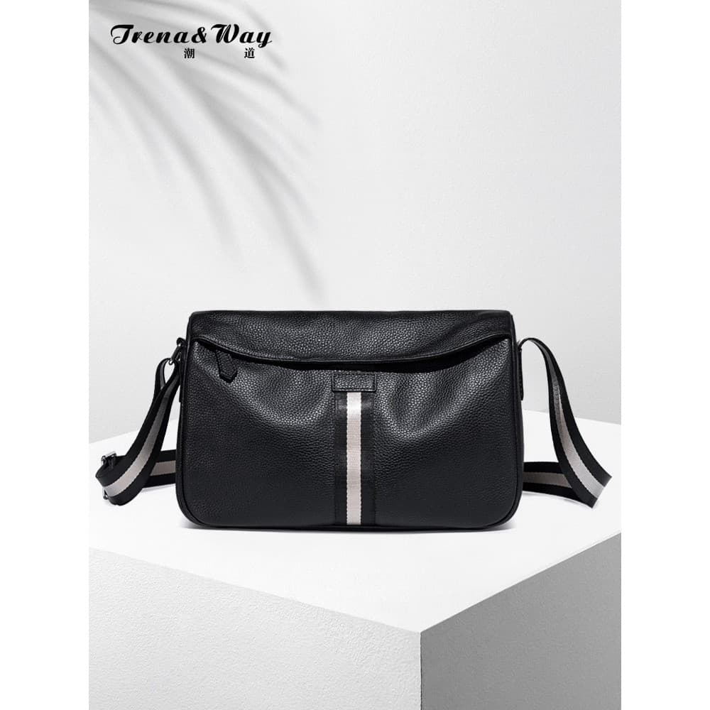 Bolsa de couro masculina de grande capacidade bolsa mensageiro Horizontal 2024 novo estilo na moda bolsa masculina conve
