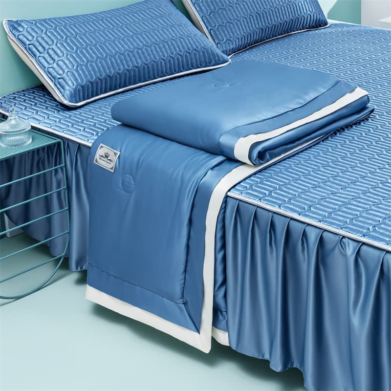 Tapete de látex estilo princesa, conjunto de quatro peças, saia de cama de verão, estilo 1.8m, tapete de seda gelada, la