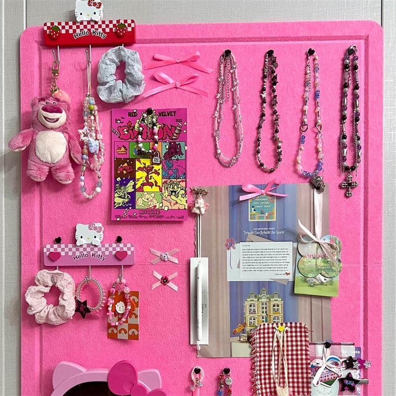 Rosa feltro adesivos de parede meninas decoração do quarto doce estilo legal auto-adesivo menina rosa feltro placa foto