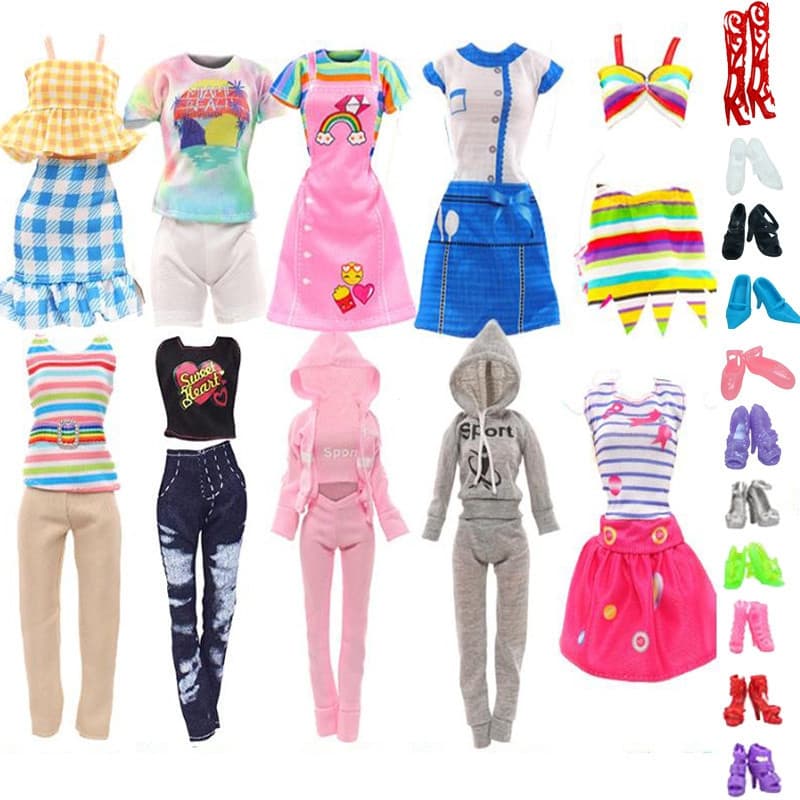 Conjunto de moda, incluindo 6 roupas de boneca (3 peças adequadas para tamanho 1/6) e 3 pares de sapatos OSD3 5BGX