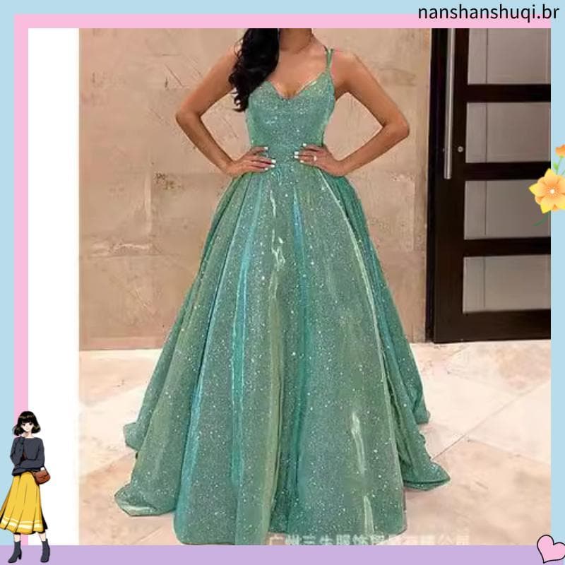 Vestido Longo , Fino E Brilhante Sequencial ; Um Elegante De Noite Sem Alças Para Eventos Banquetes .