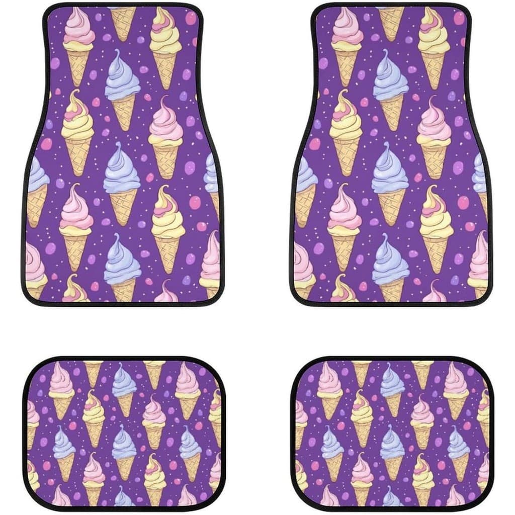 Conjunto de 4 peças roxo sorvete tapetes para pés de carro, dianteiro traseiro universal, tapetes para pés de carro para