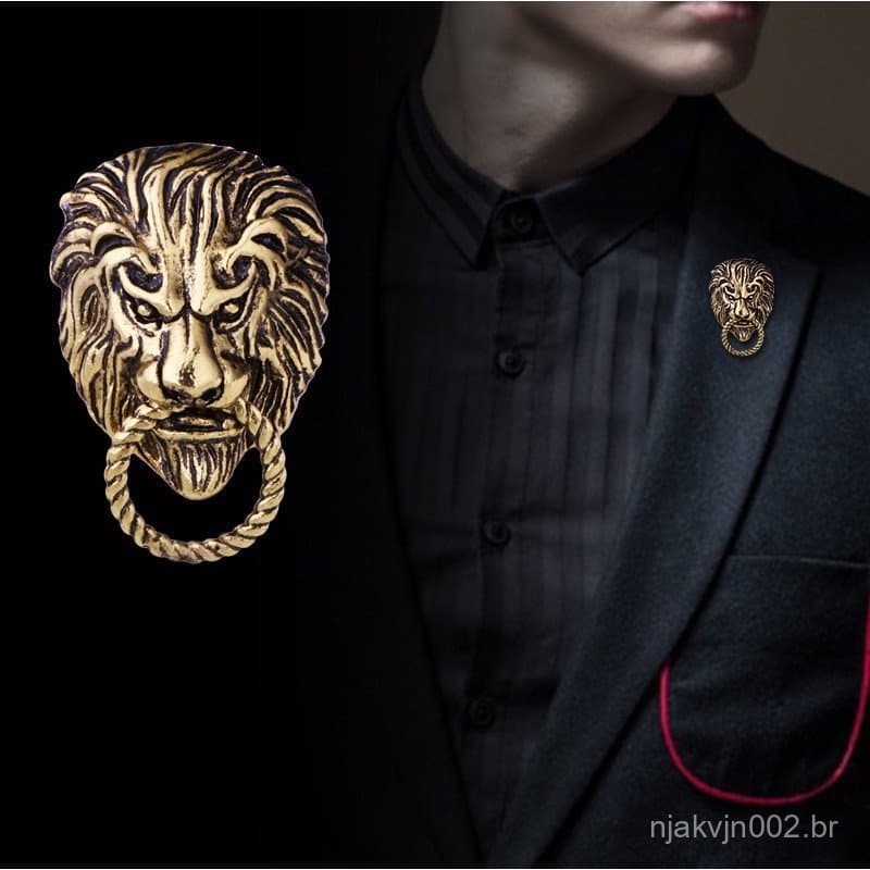 Masculino Retro Jóias Africano Pradaria Leão Rei Broche Feroz Pino Agressivo Terno Ouro Prata Acessórios