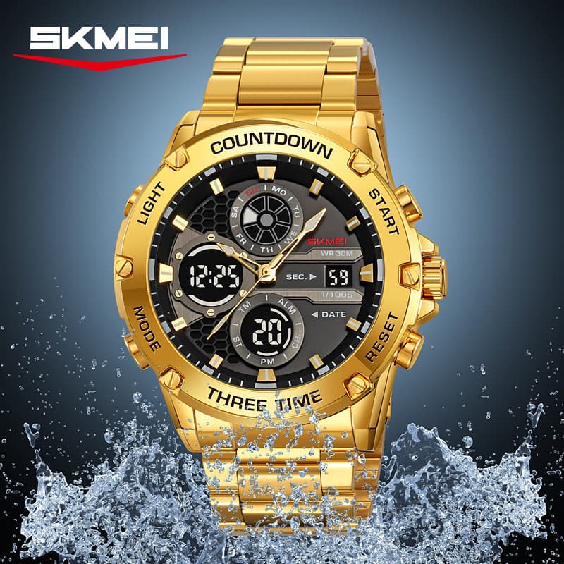 SKMEI moda legal duplo Display relógio Multi-função três vezes cronógrafo relógio eletrônico esportes ao ar livre relógi
