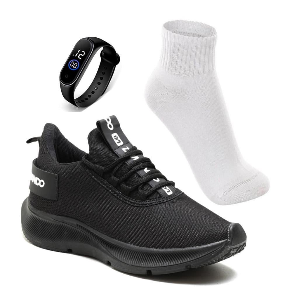 Kit Tênis Masculino Para Treino Academia Corrida+ Relógio + Meia