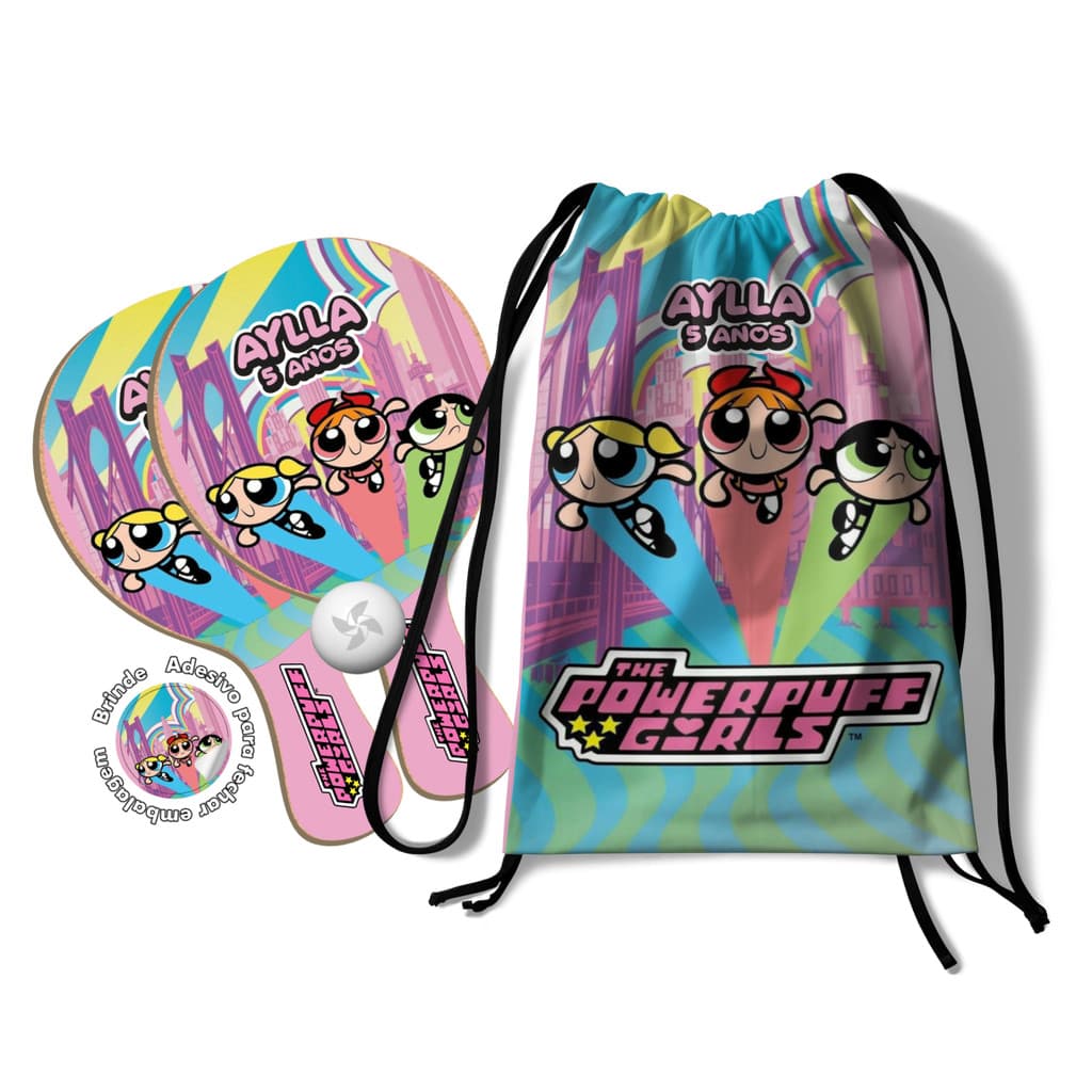 7/10/15/20/25 Kit Mochilinha e Raquetes Ping Pong -   Meninas Super Poderosas