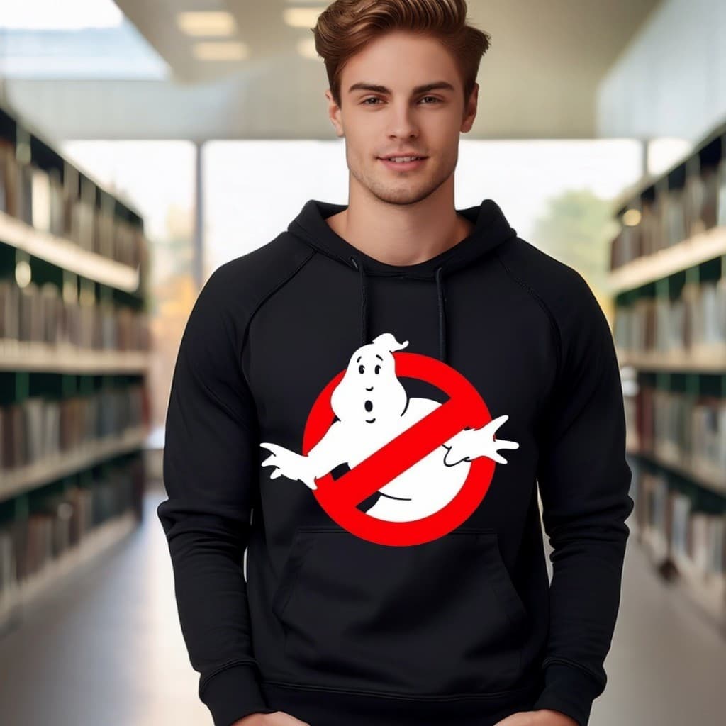 Moletom blusa de frio agasalho canguru estampado com capuz proibido caça fantasma