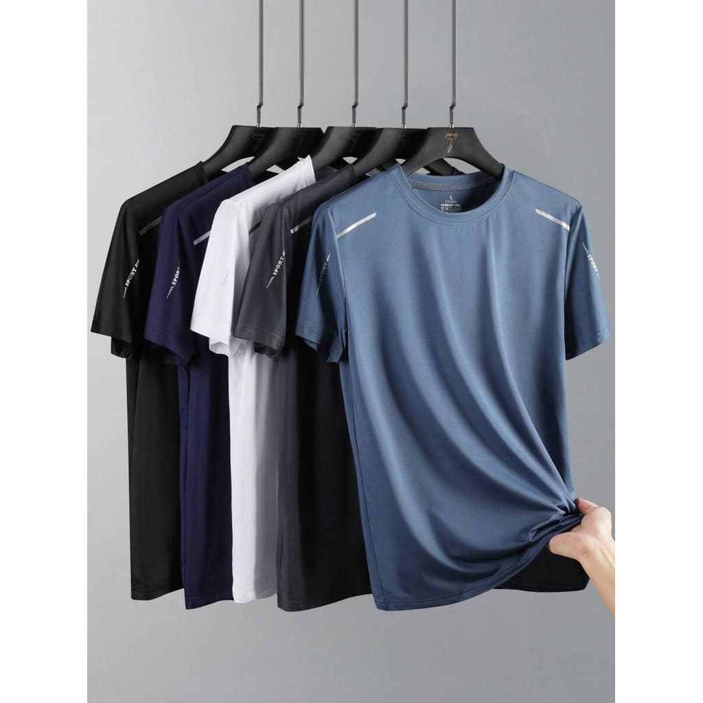 KIT 5 Camiseta De Trekking E Pesca Respirável E De Secagem Rápida Para Homens, Malha Elástica Macia, Camisa Manga Curta