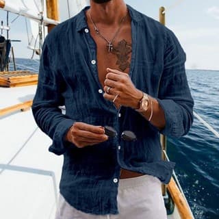 Camisa De Gola Masculina , social , Linho De Algodão premium , Moda Luxuosa , Tendência Da Promocional