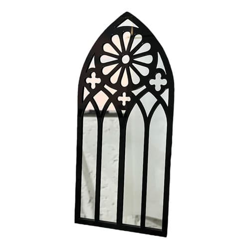 Espelho Decorativo Arco Gótico Janela Catedral Goth Preto