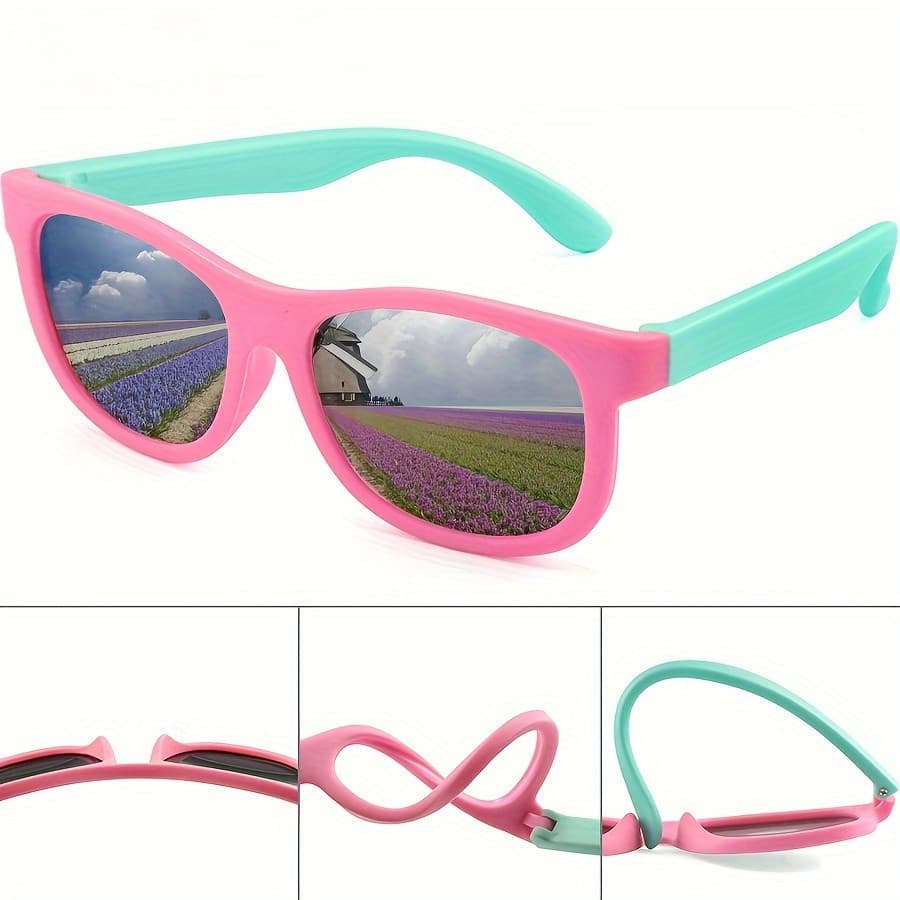 Óculos de Sol Fofos e Versáteis, Clássicos com Design em Cores Contrastantes, de Silicone Macio e Seguro, Para Meninos e
