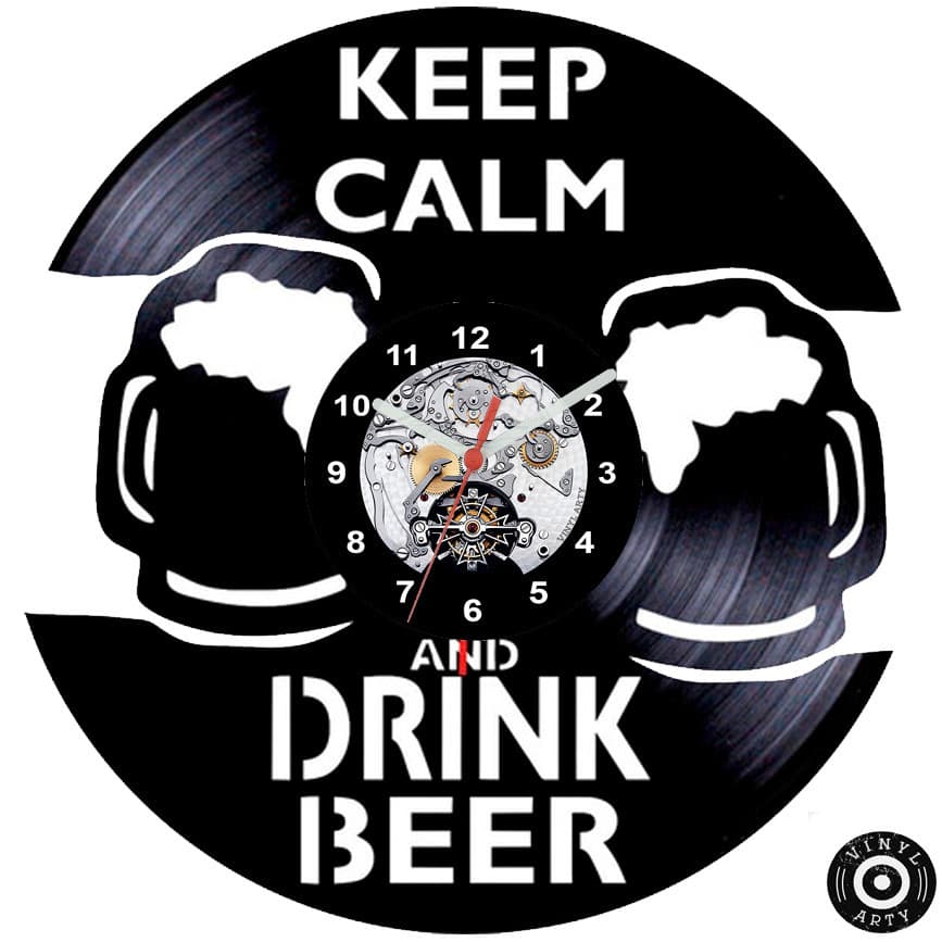 Relógio de Parede drink beer e Relógio De Relógios de parede Disco de Vinil Decorativo Vintage Silen