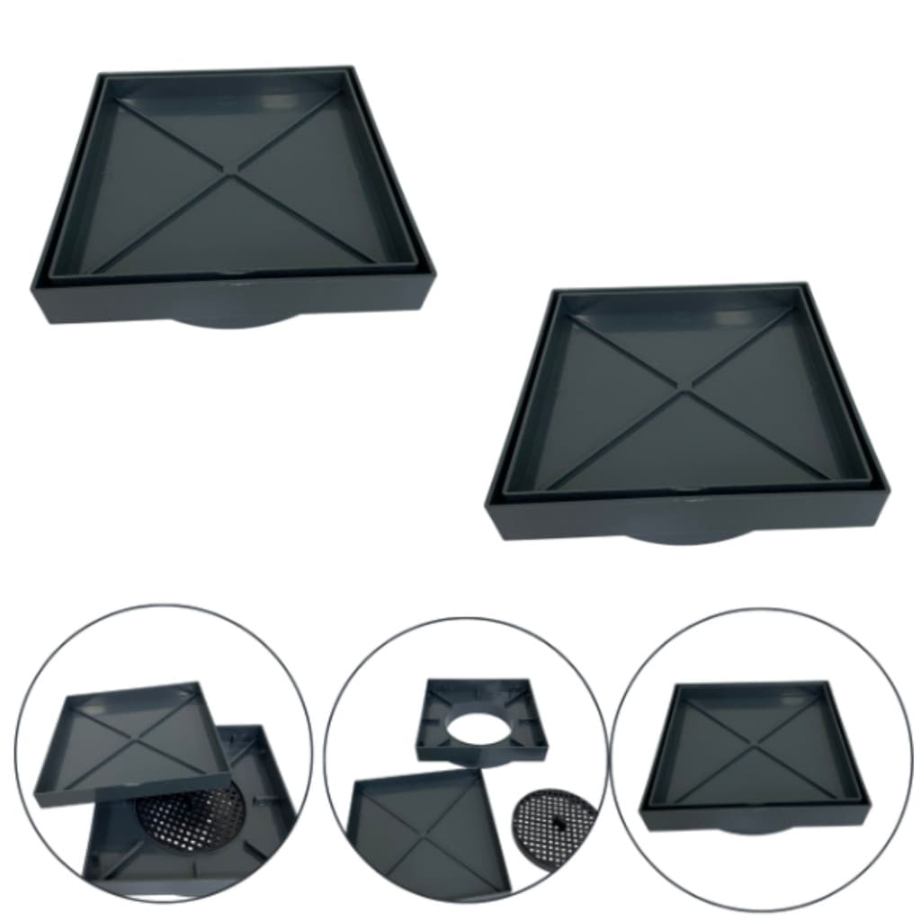 Kit 2 Ralo Inteligente 15x15 Oculto Piso/ Porcelanato Cor Preto