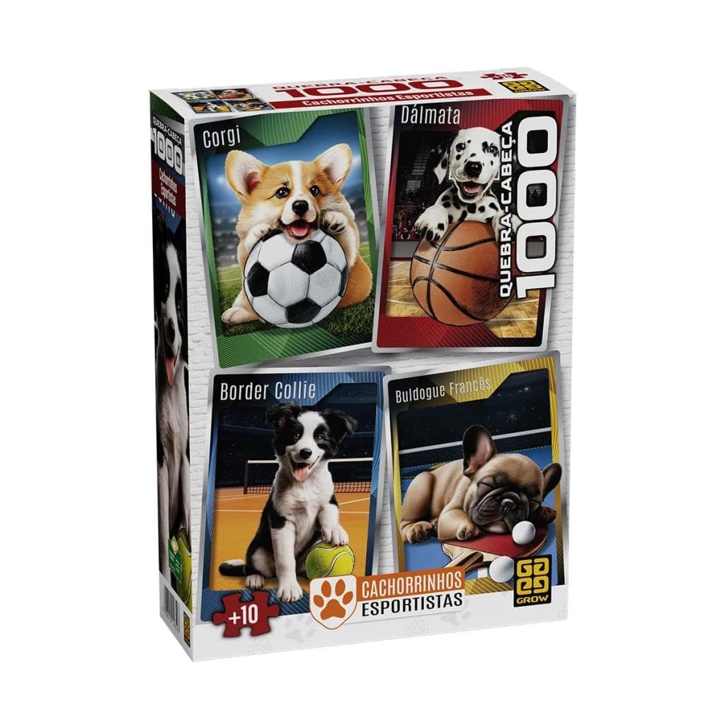 Quebra Cabeça 1000 Peças Cachorrinhos Esportistas Brinquedo Infantil Criança Divertido