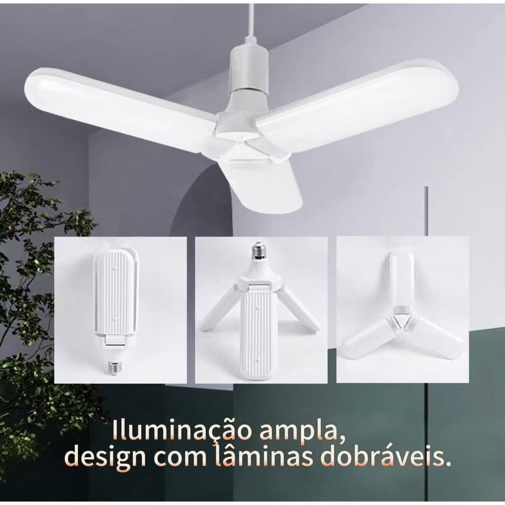 Bulbo LED Pétalas 45W Dobrável Ajustável Multiângulo 3 Lâminas