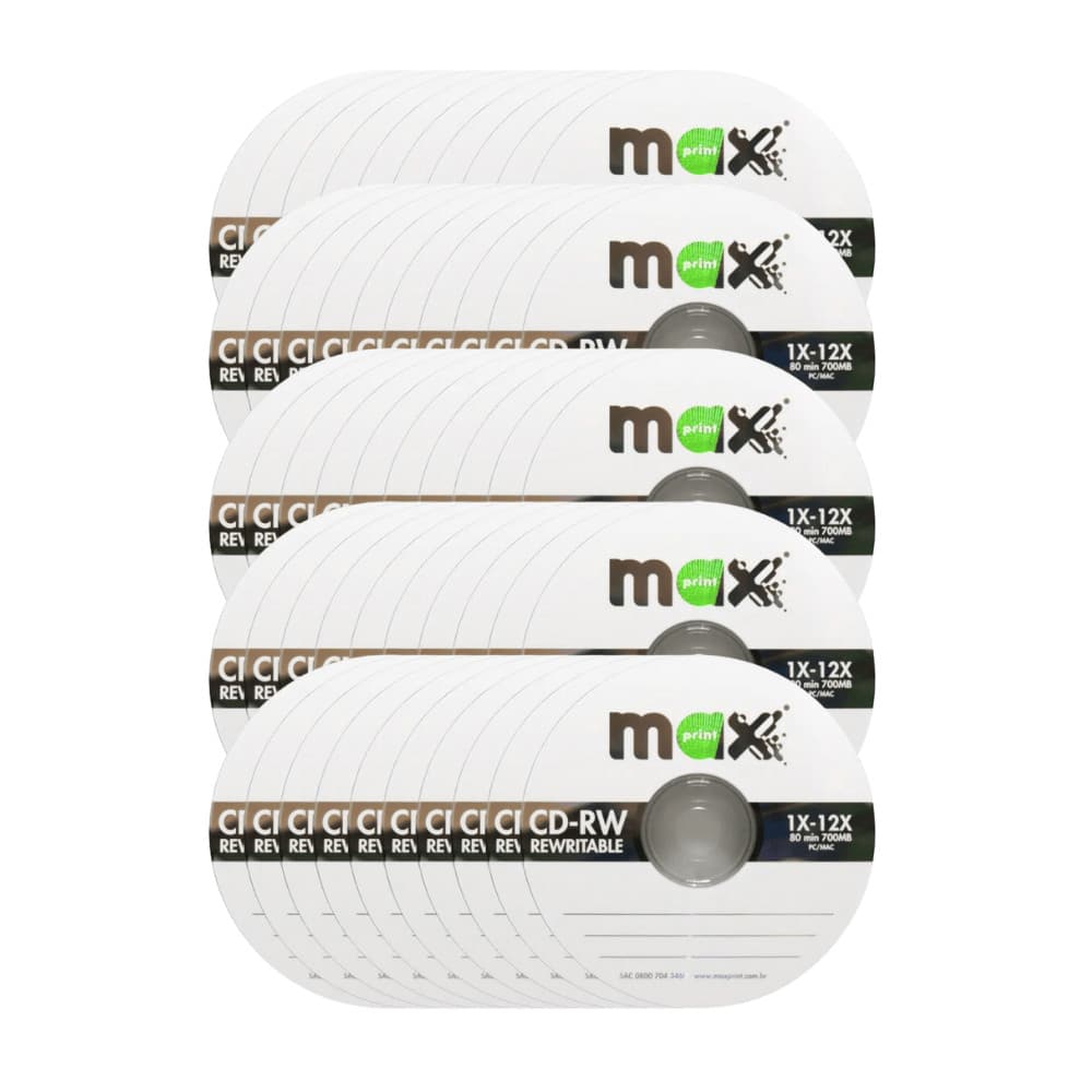 Caixa 50 Unidades CD-RW 700MB 80 min 1X-12X 50151-9 no estojo slim