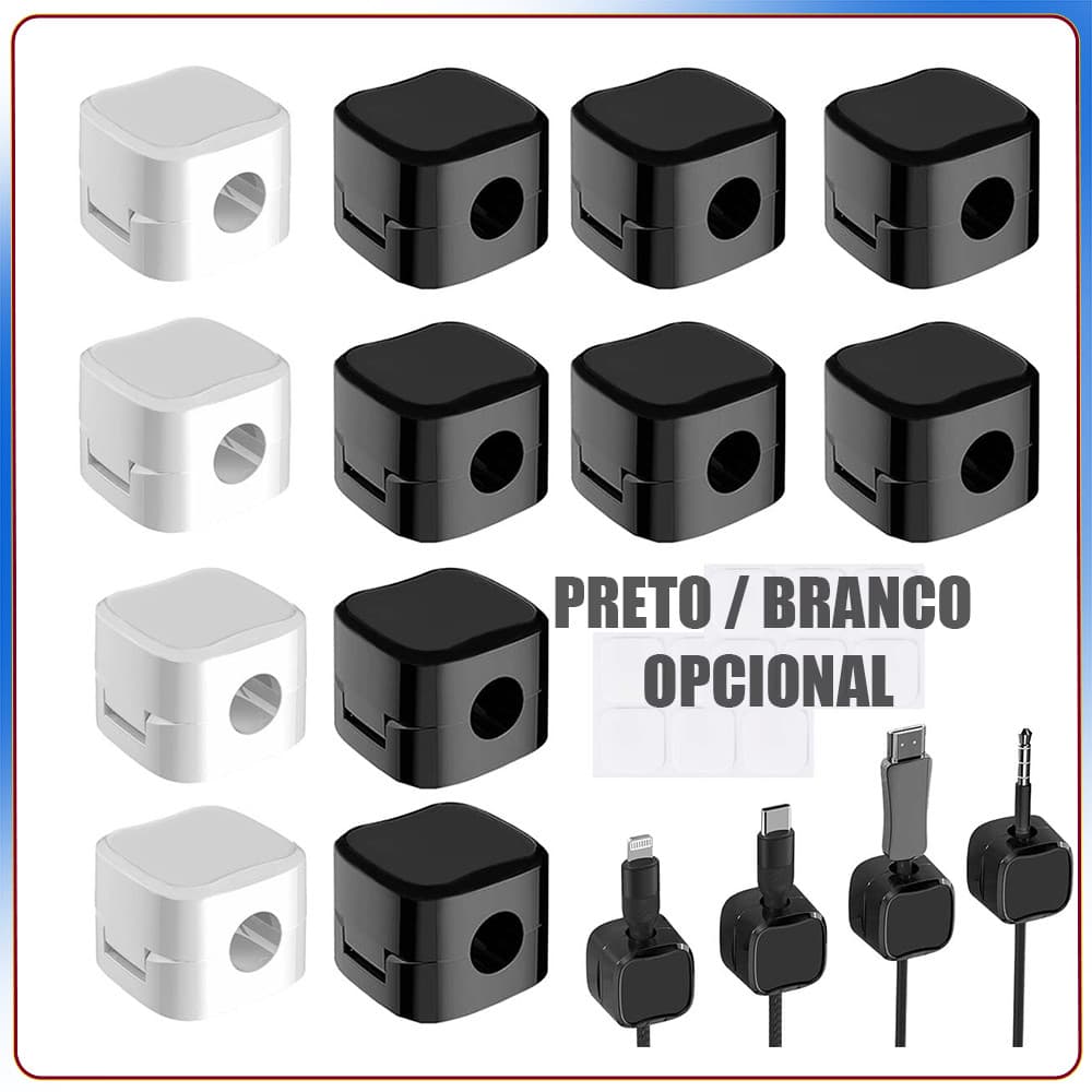 12x Organizador magnético profissional para cabos, clipe magnético para cabos, suporte para organização de cabos