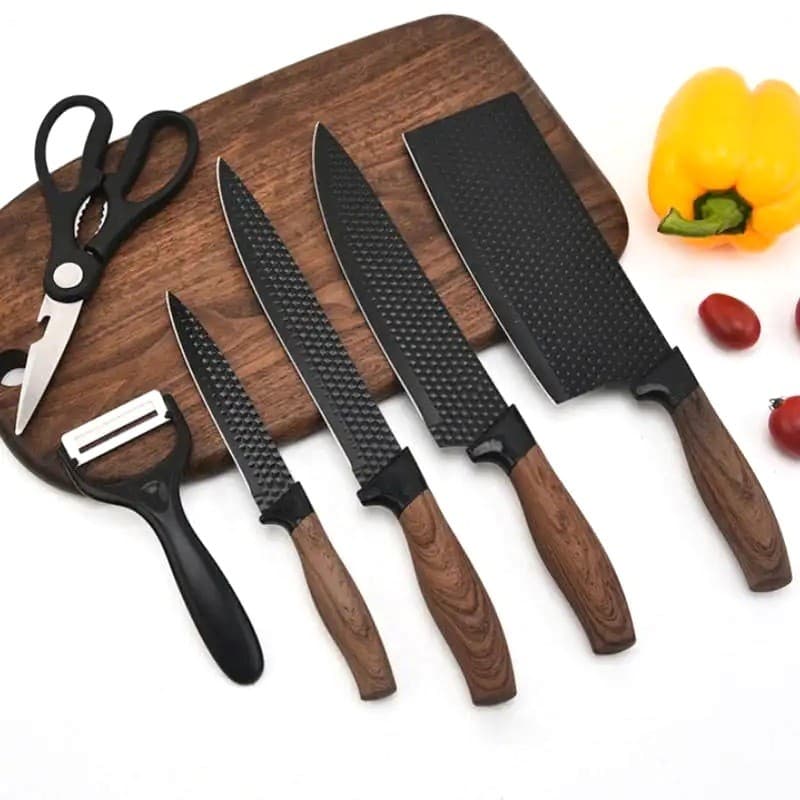 Jogo 6 Peças Facas Aço Forjada Chef Profissional
