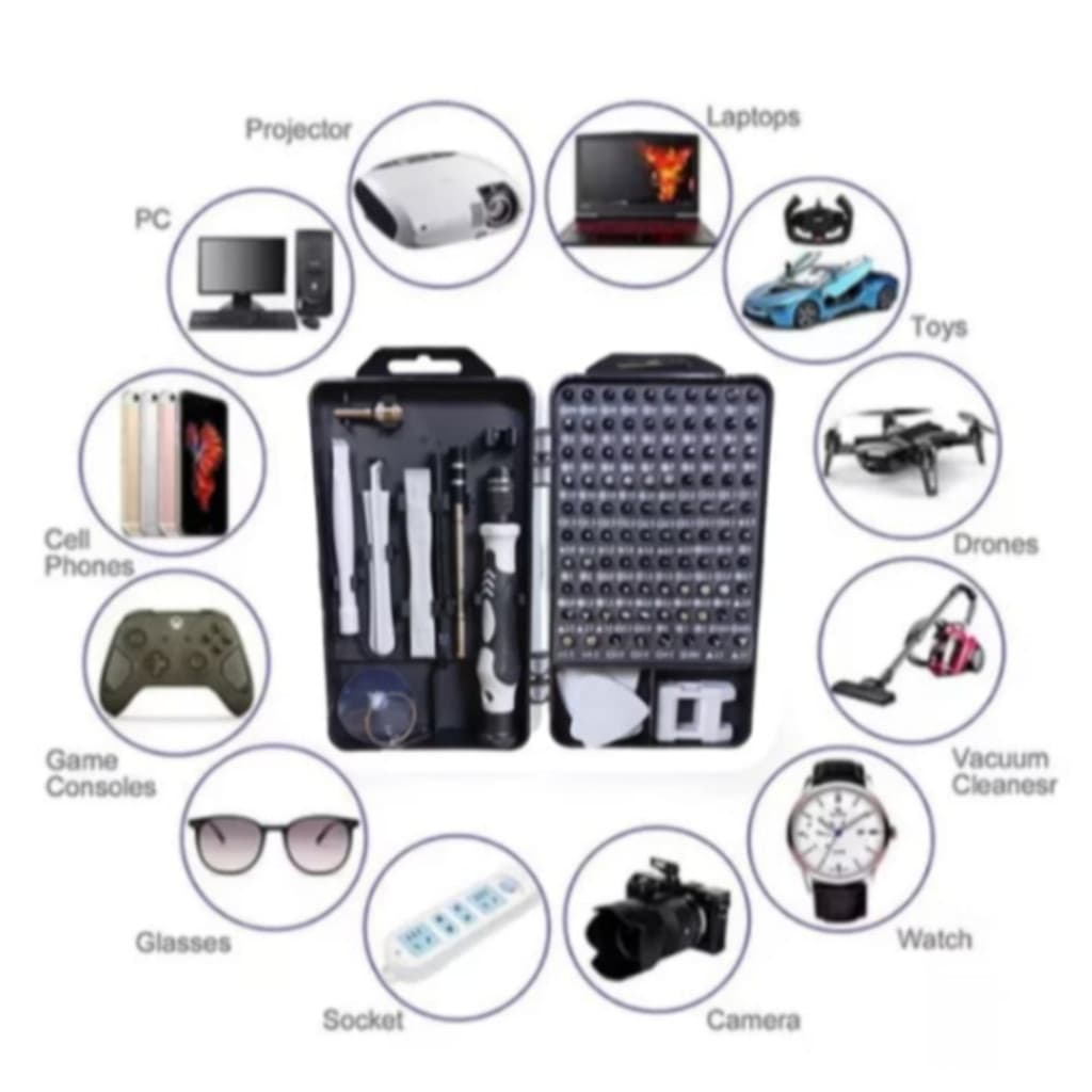 Kit Ferramenta 115 Chaves Precisão Celular / Notebook / Tablet