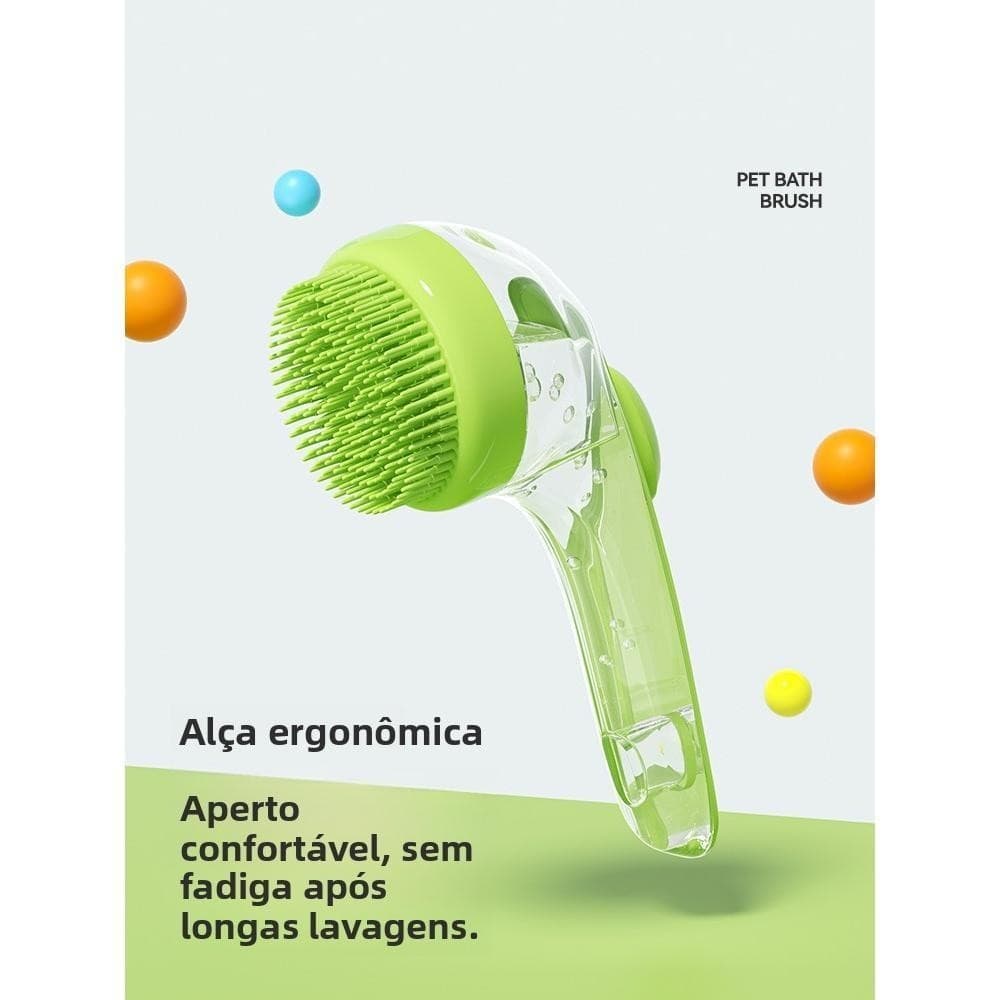 Escova de Banho para Cães e Gatos | Massageador de Silicone | Ferramenta p/ Limpeza e Relaxamento
