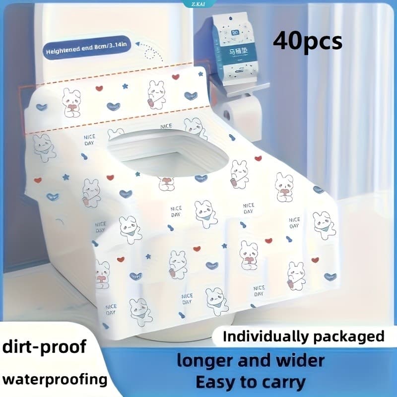 40 Unidades De Capas Descartáveis Para Assento De Vaso Sanitário-Protetores De Extra Longos E Largos , À Prova D'água De