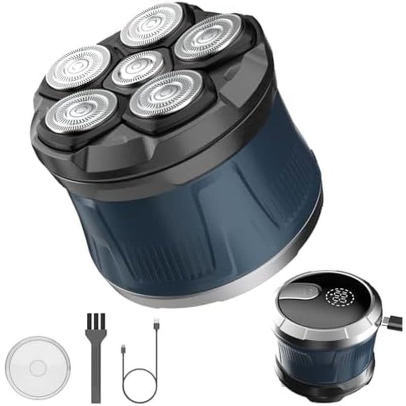 Barbeador De Cabeça Elétrico Para Homens Carecas , Barbeadores Flexíveis 6D , Lâmina Magnética Removível , Navalha Carec