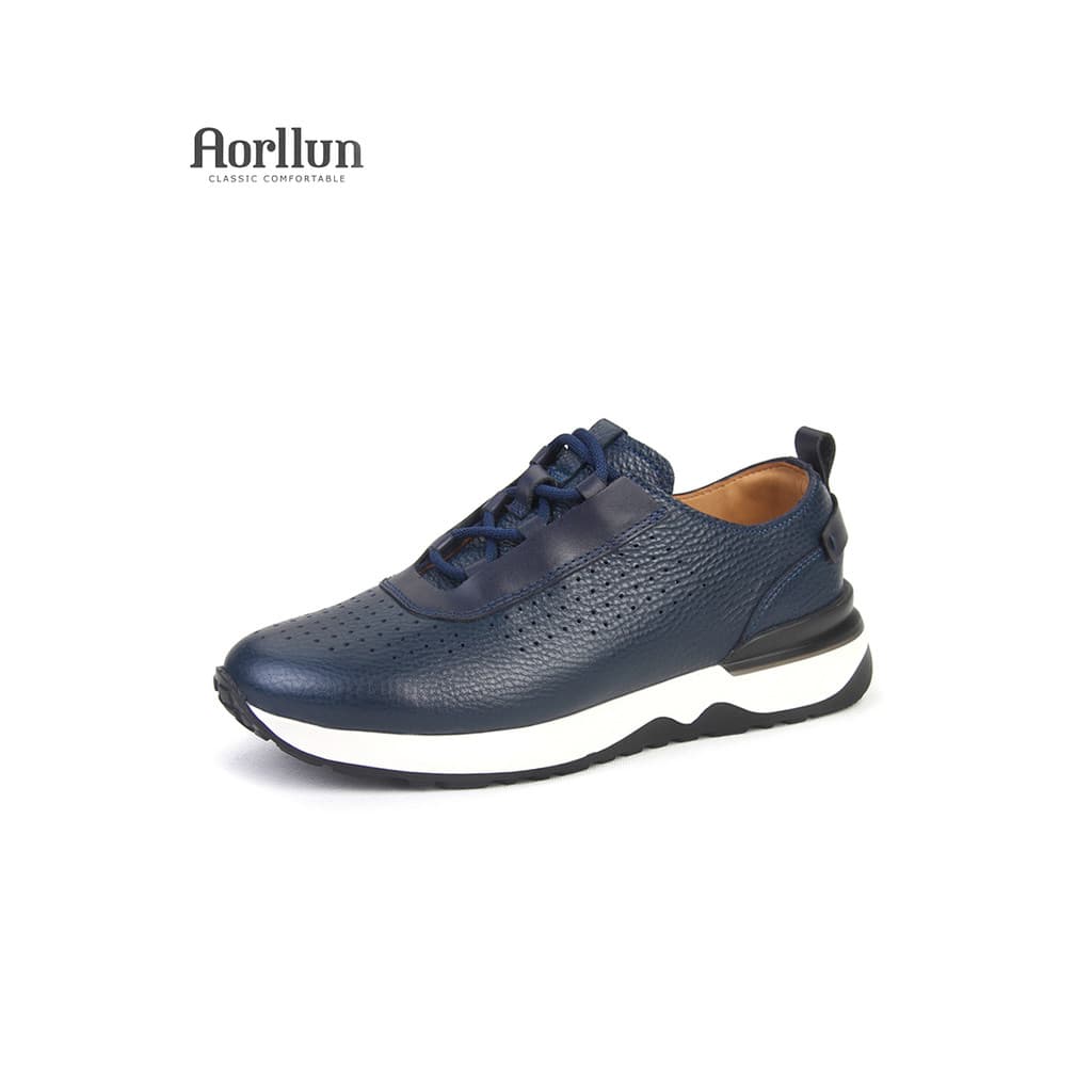 Sapatos masculinos esportivos casuais de couro genuíno verão novo estilo respirável couro macio sola macia estilo fino n