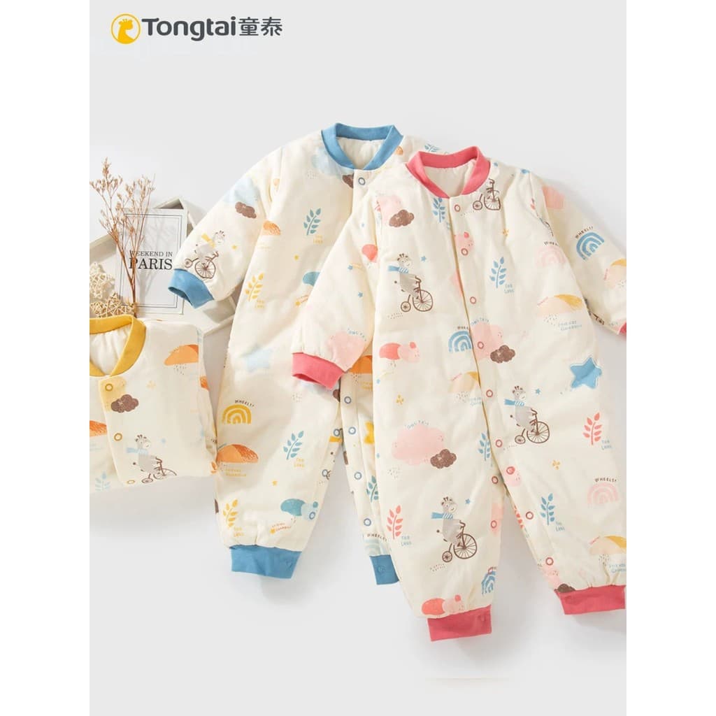 Tongtai bebê roupas de inverno macacão acolchoado engrossado meninos meninas puro algodão gola fechada virilha quente ma