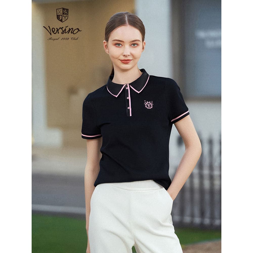 Versino versino feminino verão novo estilo camiseta feminina de manga curta moda lapela camisa Polo feminina