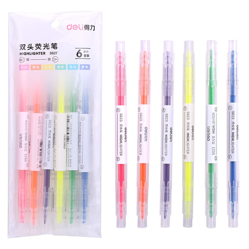 Caneta marcadora poderosa, série de cores claras, cabeça oblíqua, estudantes usam caneta marcadora de duas cabeças, cor