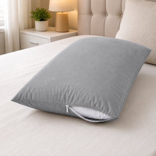 Capa Travesseiro Com Ziper Protetora Impermeavel Resistente Confortavel Cinza