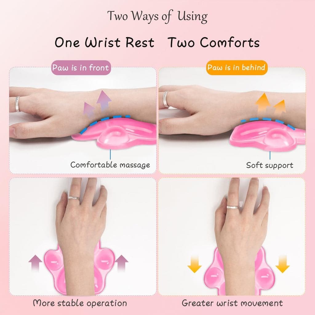 CutePawWristSupportPad, Almofada de Apoio para Pulso Confortável e Macia, Almofada de Gel para Apoio de Pulso para Mouse