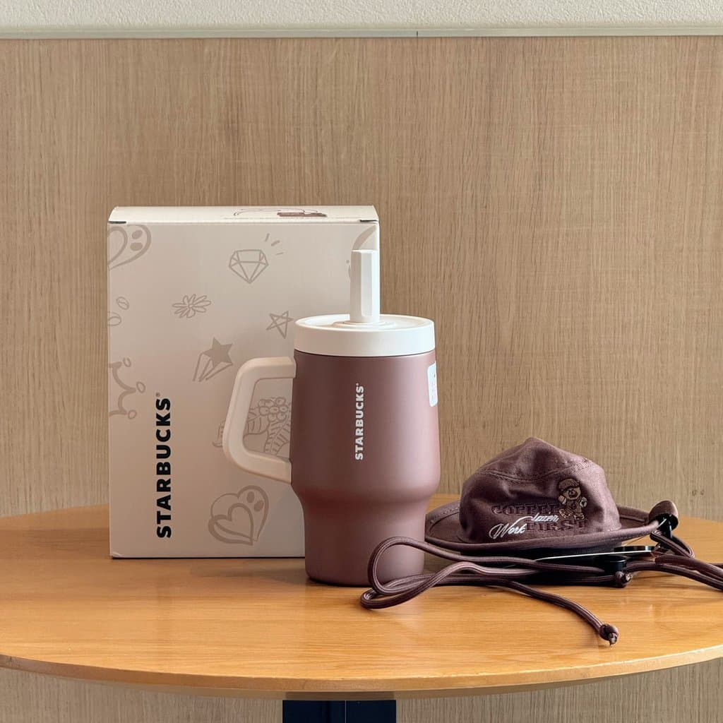 Starbucks Cup 2026 Bear Manager Town Cute Cartoon 316L alça de palha de aço inoxidável portátil copo portátil