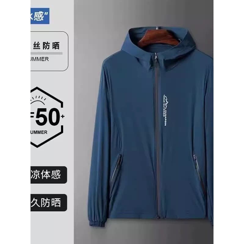 Verão gelo seda protetor solar roupas masculinas finas roupas de pesca jaqueta de meia-idade juventude Anti-ultravioleta