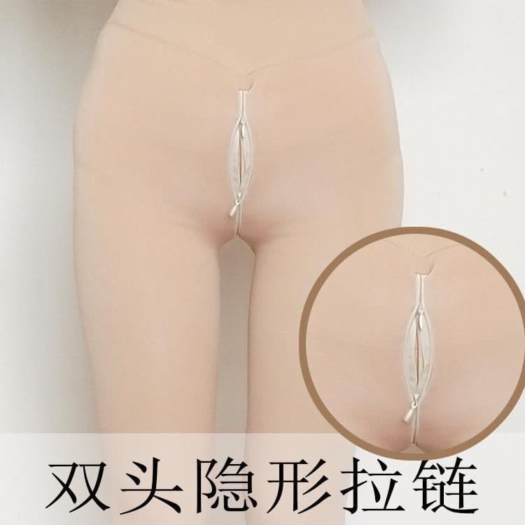 Novo estilo de duas cabeças invisível zíper aberto Leggings temporada mais veludo engrossado perna nua ferramenta útil d