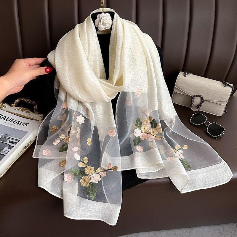 Xale De Pérola Flor Haitang , Lenço De Moda De Luxo Leve Minimalista Feminino 180 * 70 Cm