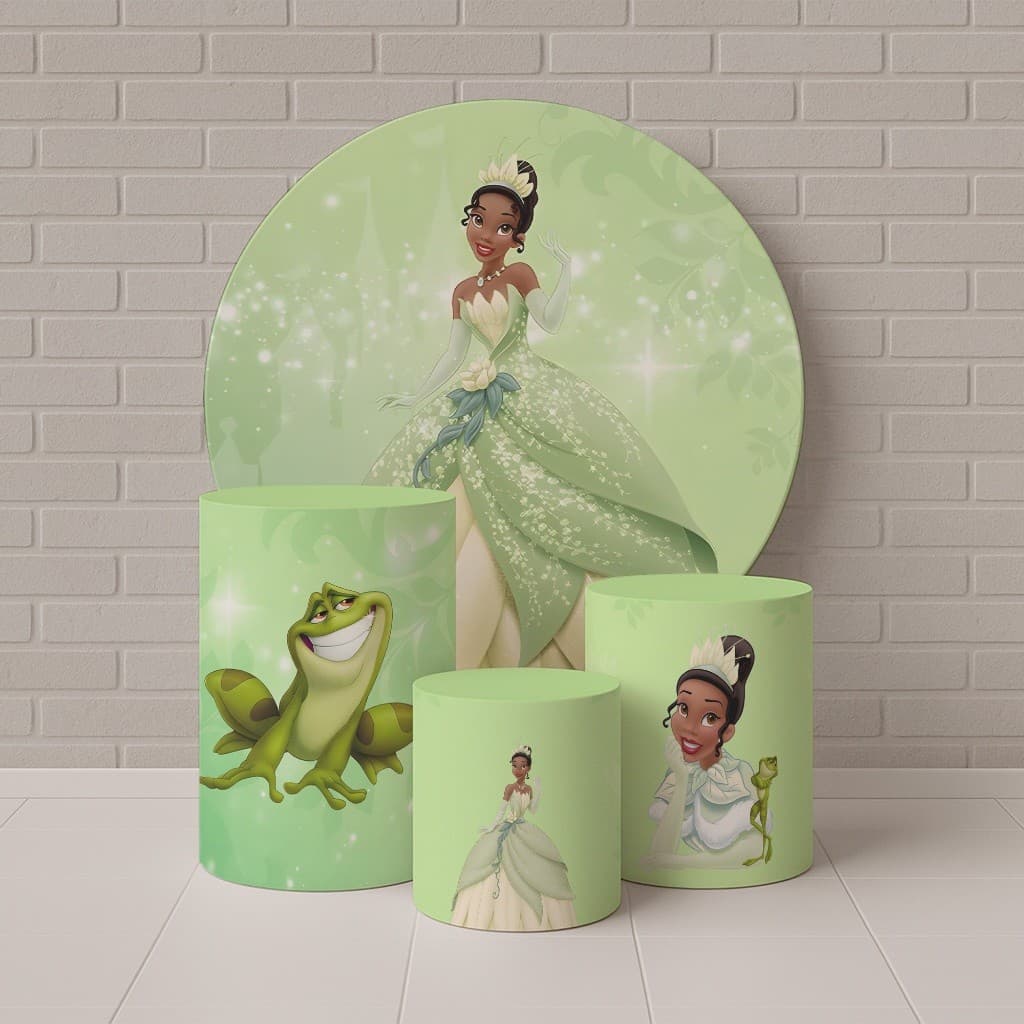 Trio Capas Cilindro + Painel Veste Fácil Tema Princesa Princesinha e o Sapo Tiana | Entrega turbo