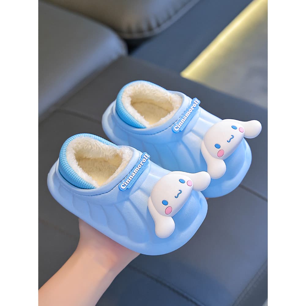Sanrio chinelos de algodão infantis de inverno, meninos, meninas, cobertos de calcanhar, mantendo o calor, lã, lã, à pro