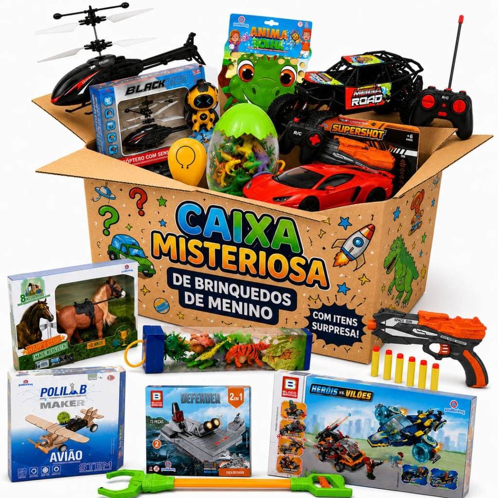 Caixa Misteriosa - Brinquedos para Meninos com 40 itens PJ