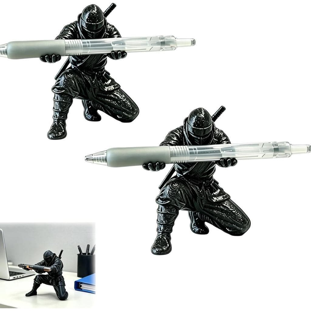 Suporte para Canetas Ninja Impresso em 3D, Organizador de Mesa Ninja Guerreiro Samurai com Espada, Suporte para Lápis Cr