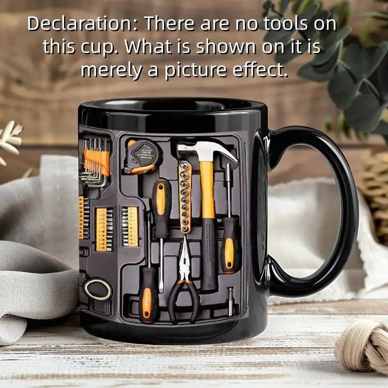 Caneca de Café Criativa e Divertida - Estilo Caixa de Ferramentas, 11 oz, Adequada para Mecânicos, um Presente Único par