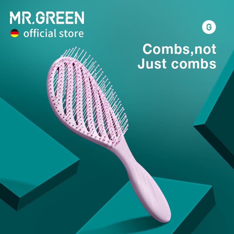 Mr.GREEN Escova de Cabelo Oca para Massagem do Couro Cabeludo, Ferramenta de Secagem Rápida para Pentear e Desembaraçar