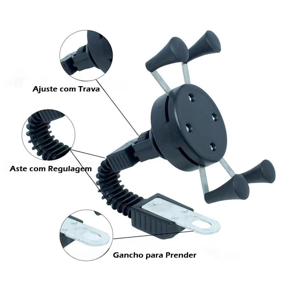 Suporte de Celular para Motocicleta Rotação 360 Universal