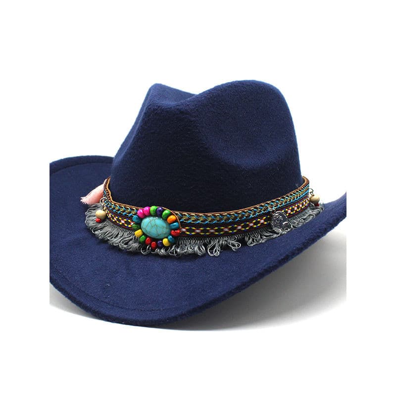 AliExpress Amazon ebay Novo chapéu de Cowboy ocidental de lã estilo étnico minoritário masculino feminino casal chapéus