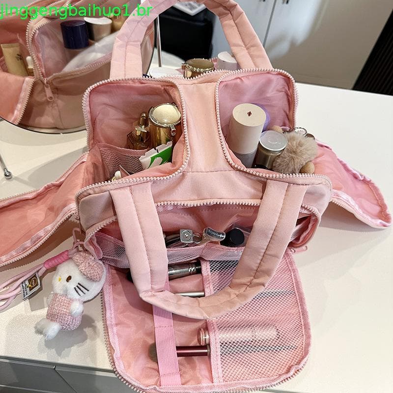 SUBING Bolsa De Higiene Portátil , Cosmética De Cor Sólida Kawaii De Grande Capacidade , Água Anti-Respingos