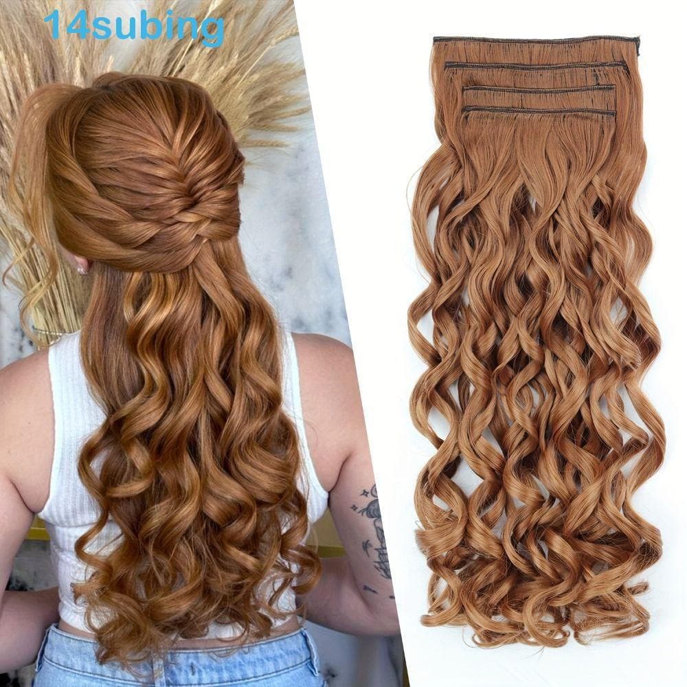 SUBING 4 PCS Clipe Em Extensões De Cabelo , Cabeça Cheia Camadas Longo Encaracolado Ondulado Grosso , 20 Polegadas